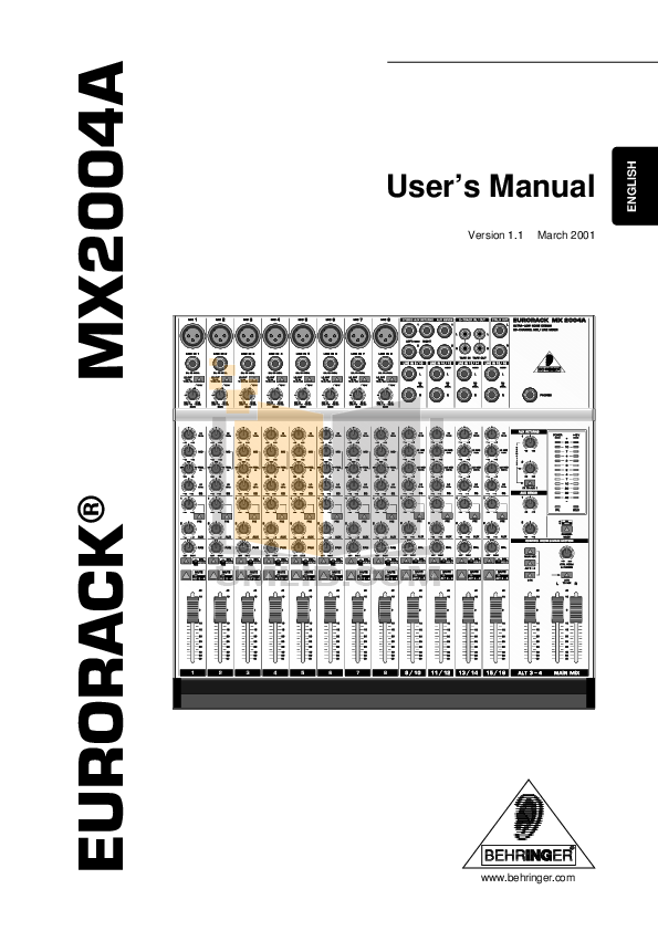 Behringer eurorack mx2004a mixer manual