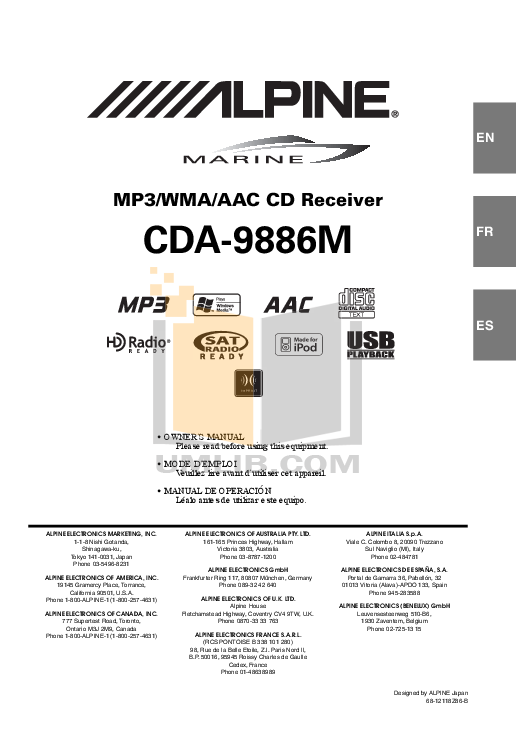 Download free pdf for Alpine CDA-9886 Car Receiver manual