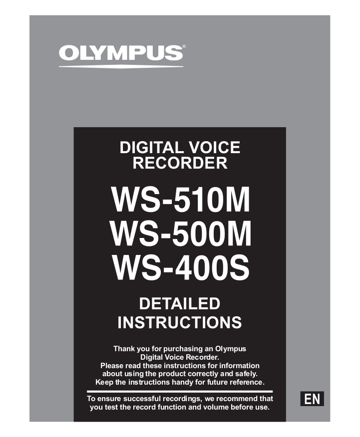 Download free pdf for Olympus WS510M Voice Recorder manual