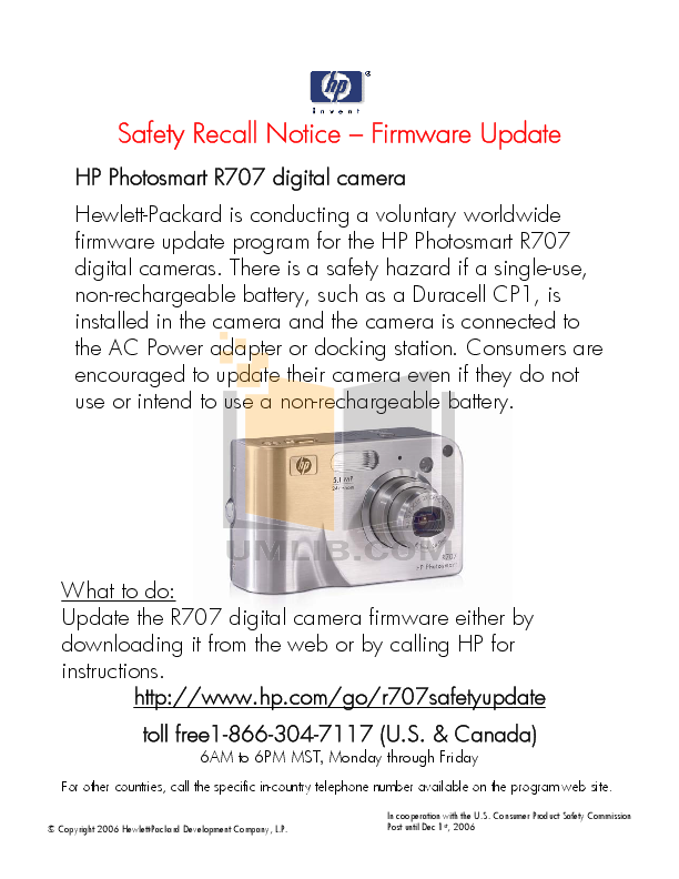 pdf for HP Digital Camera Photosmart R707 manual