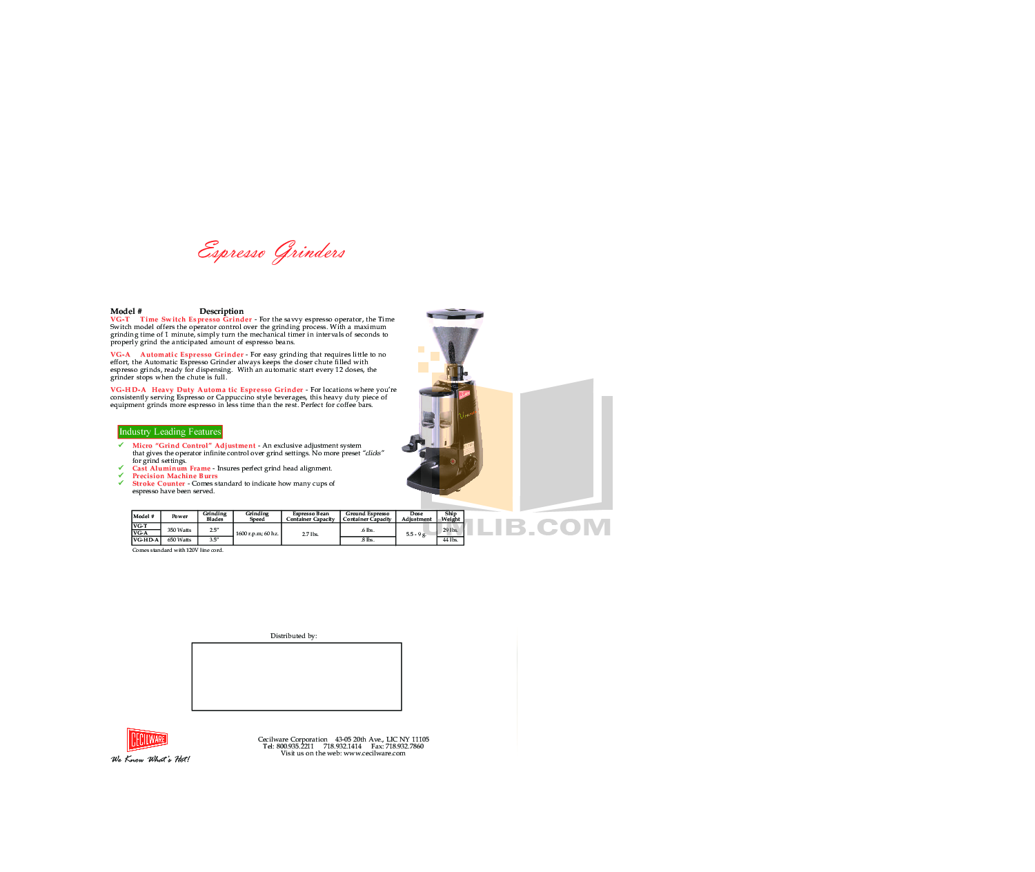 PDF manual for Cecilware Coffee Maker VAE-1