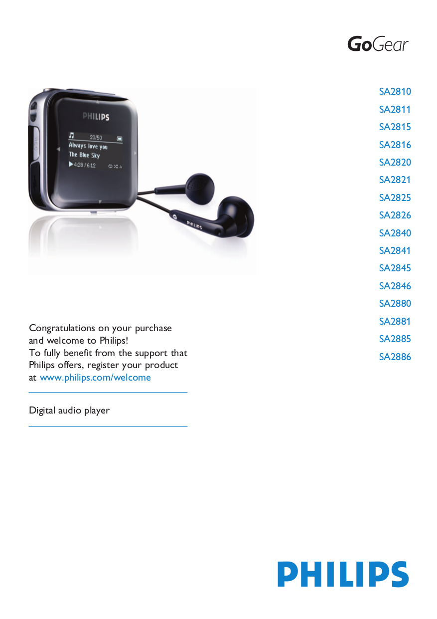 Download free pdf for Philips GoGear SA2825 MP3 Player manual