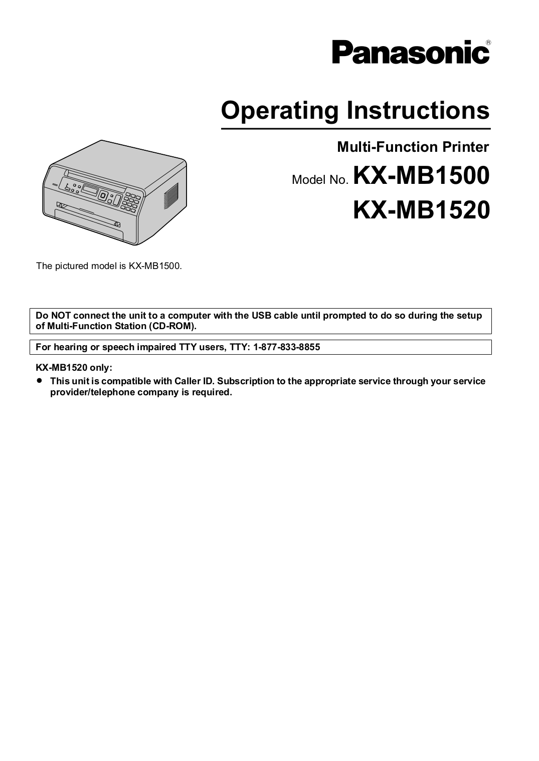 Download free pdf for Panasonic KX-F320 Fax Machine manual