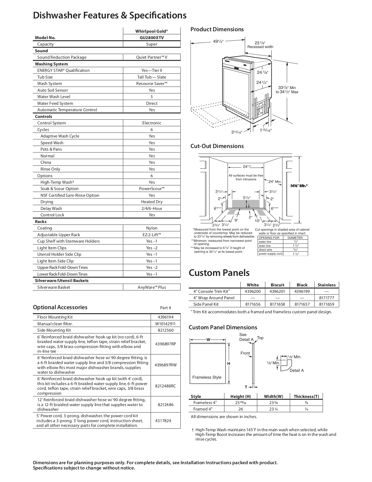 Gold Series Whirlpool Dishwasher Manual