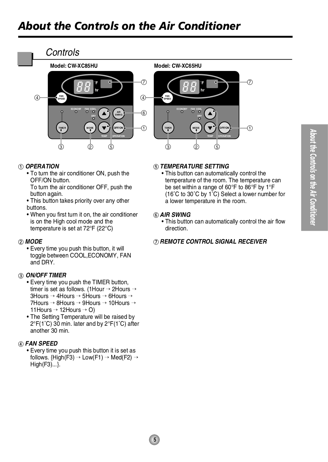 PDF manual for Panasonic Air Conditioner CW-XC65HU