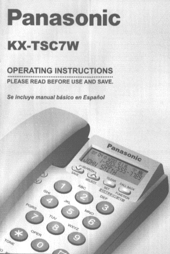 Download free pdf for Panasonic KXTSC7 Telephone manual