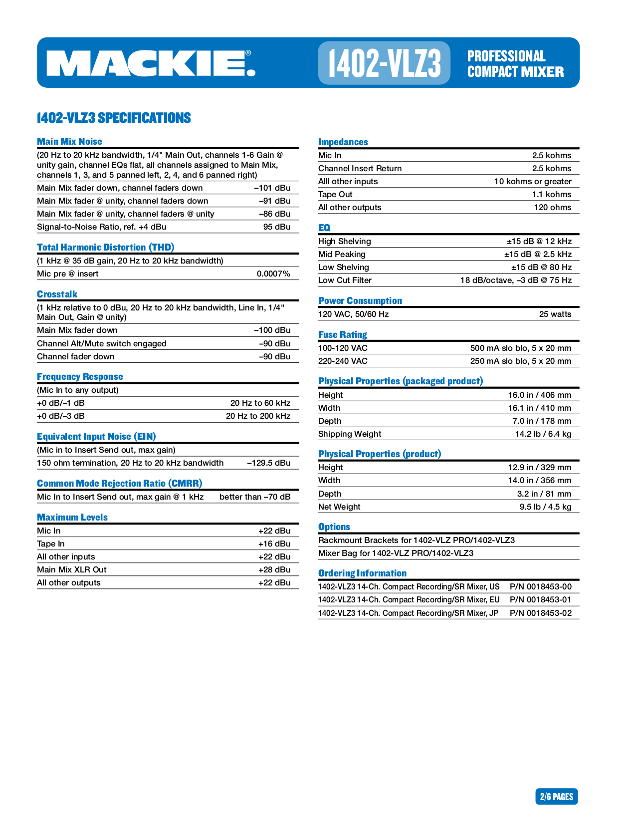 PDF manual for Mackie Other 1402 VLZ Line Mixer