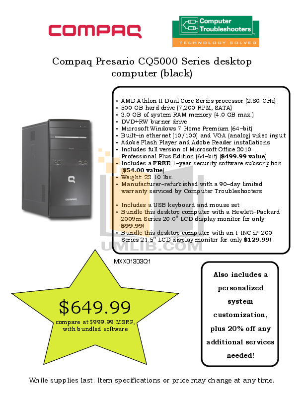 Download Free Pdf For Hp Paq Presario Presario Cq5320f Desktop Manual