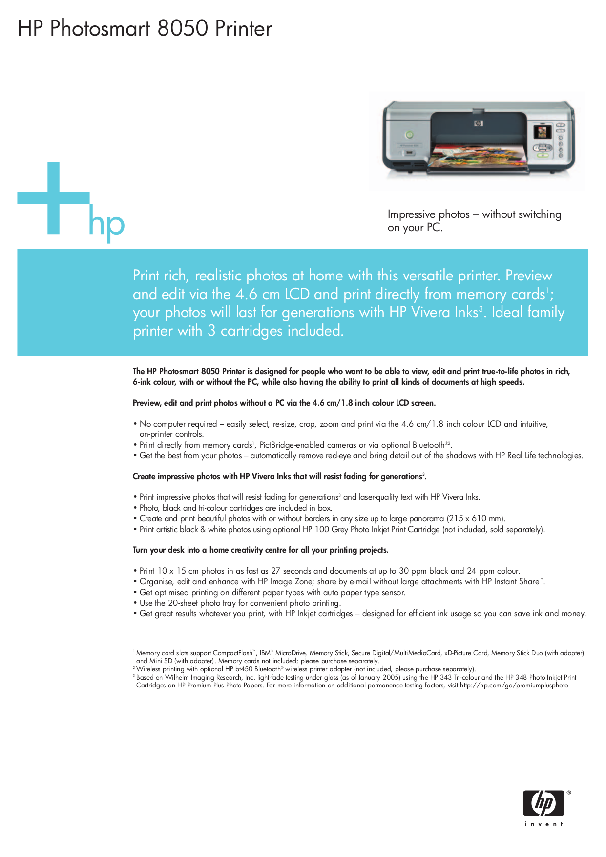 PDF manual for HP Printer Photosmart 8050