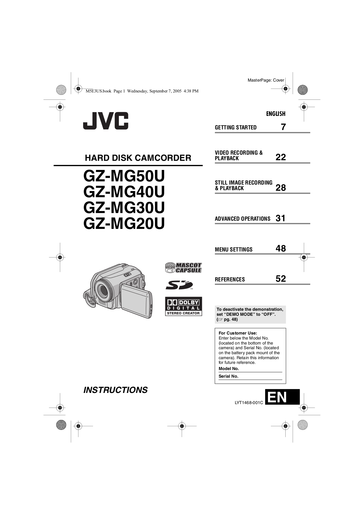 PDF manual for JVC Camcorders GZ-MG30