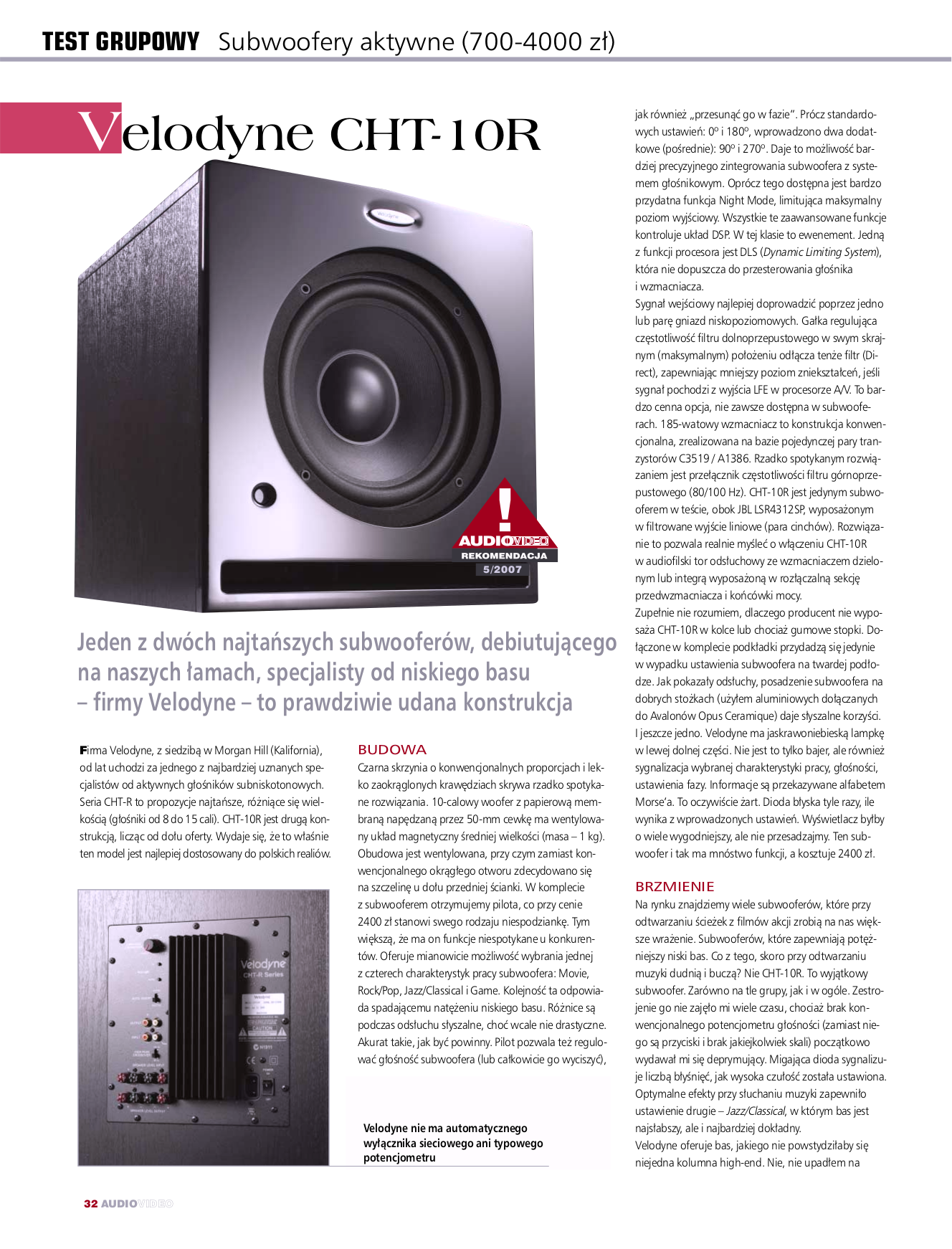 velodyne cht 10 subwoofer