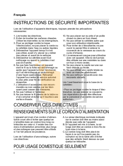PDF manual for Braun Coffee Maker KF580