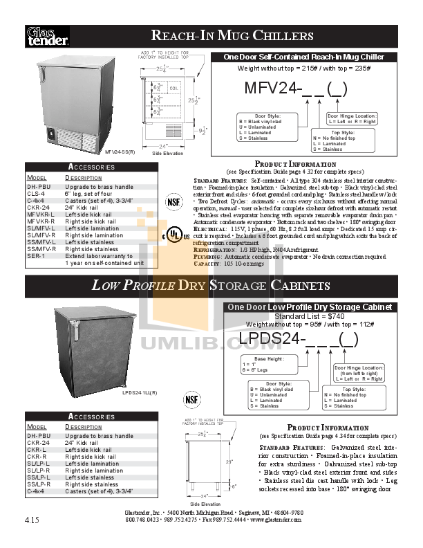 Download free pdf for Glastender MFV24 Chillers Other manual