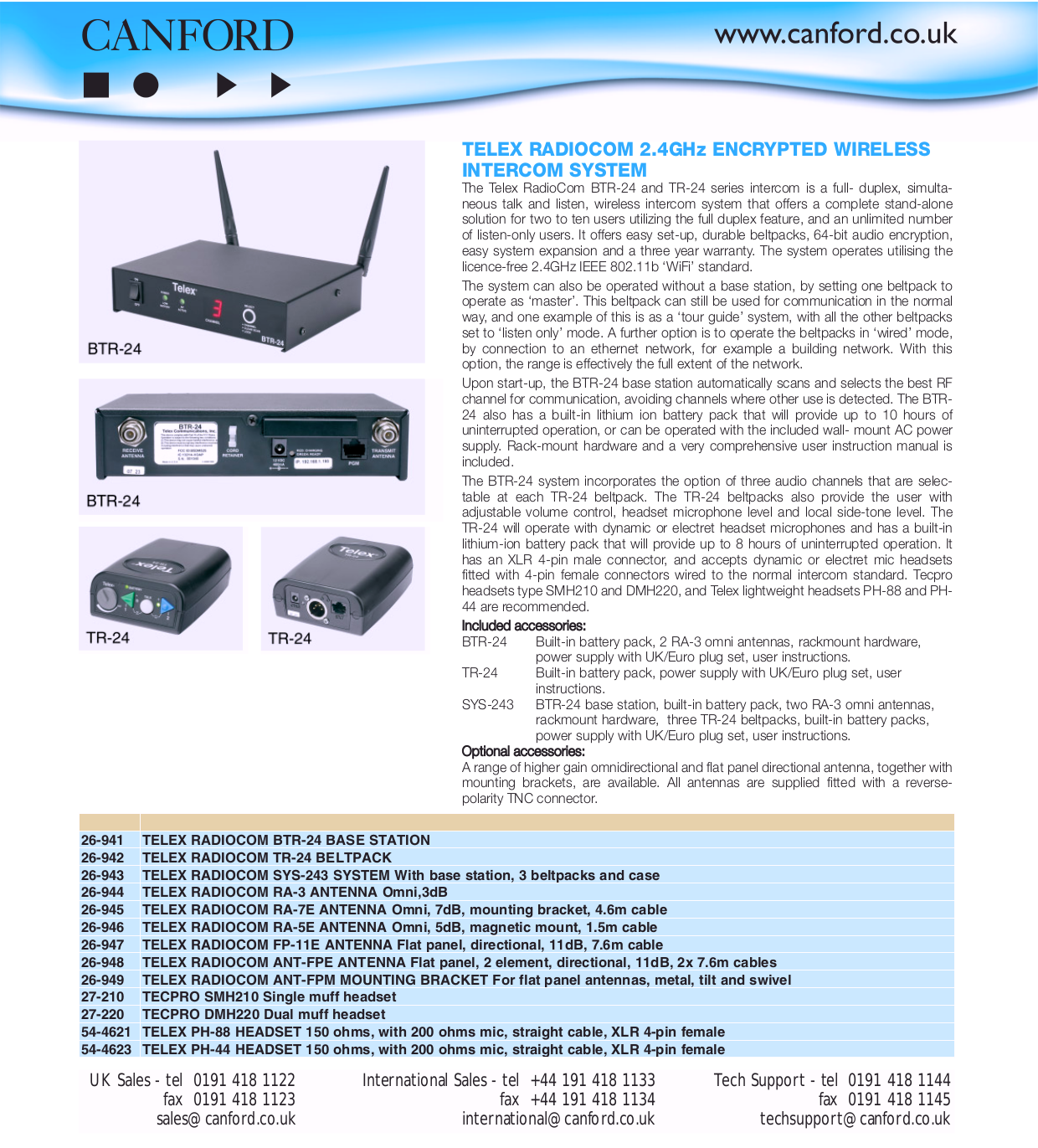 pdf for Telex Other BTR-24 Intercom System manual