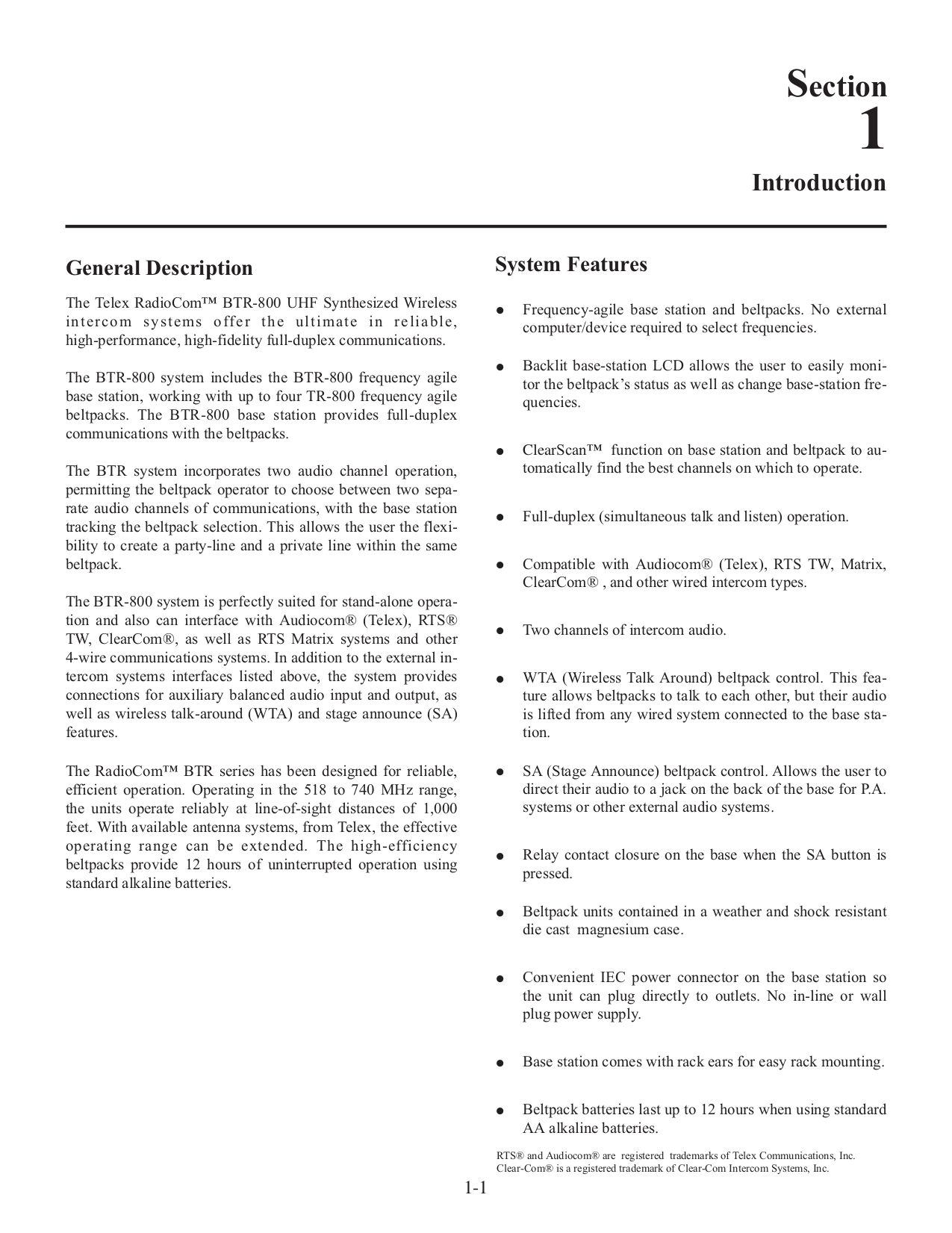 Telex Other BTR-24 Intercom System pdf page preview