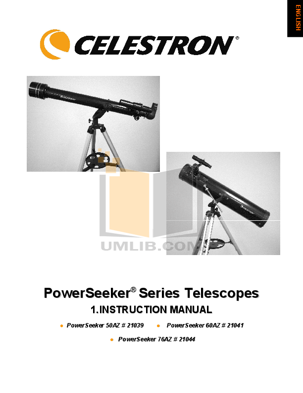 PDF manual for Celestron Telescope PowerSeeker 60