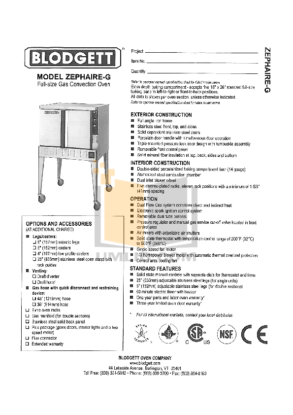 Download free pdf for Blodgett ZEPHAIRE-G Oven manual
