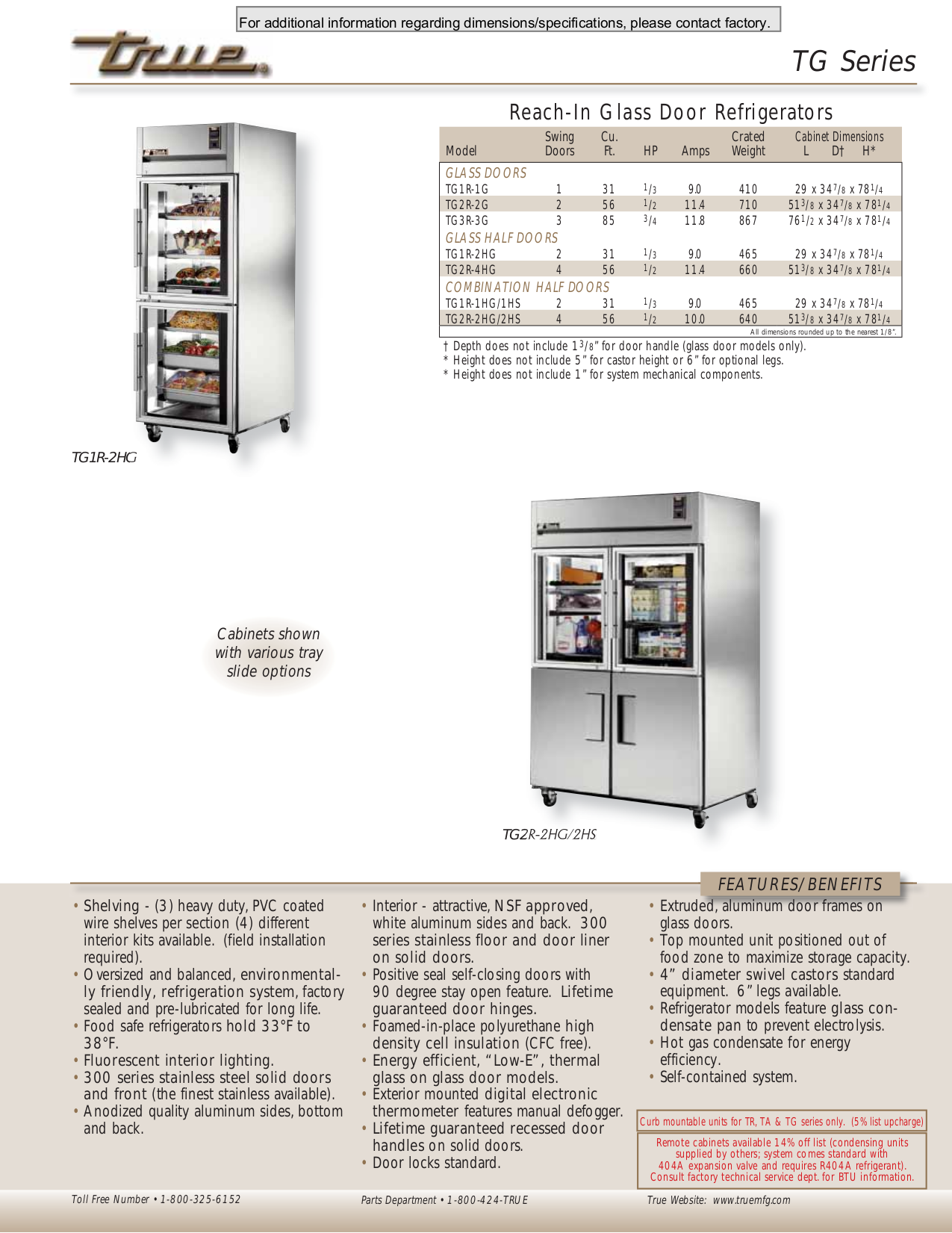 pdf for True Refrigerator TG3R-3G manual