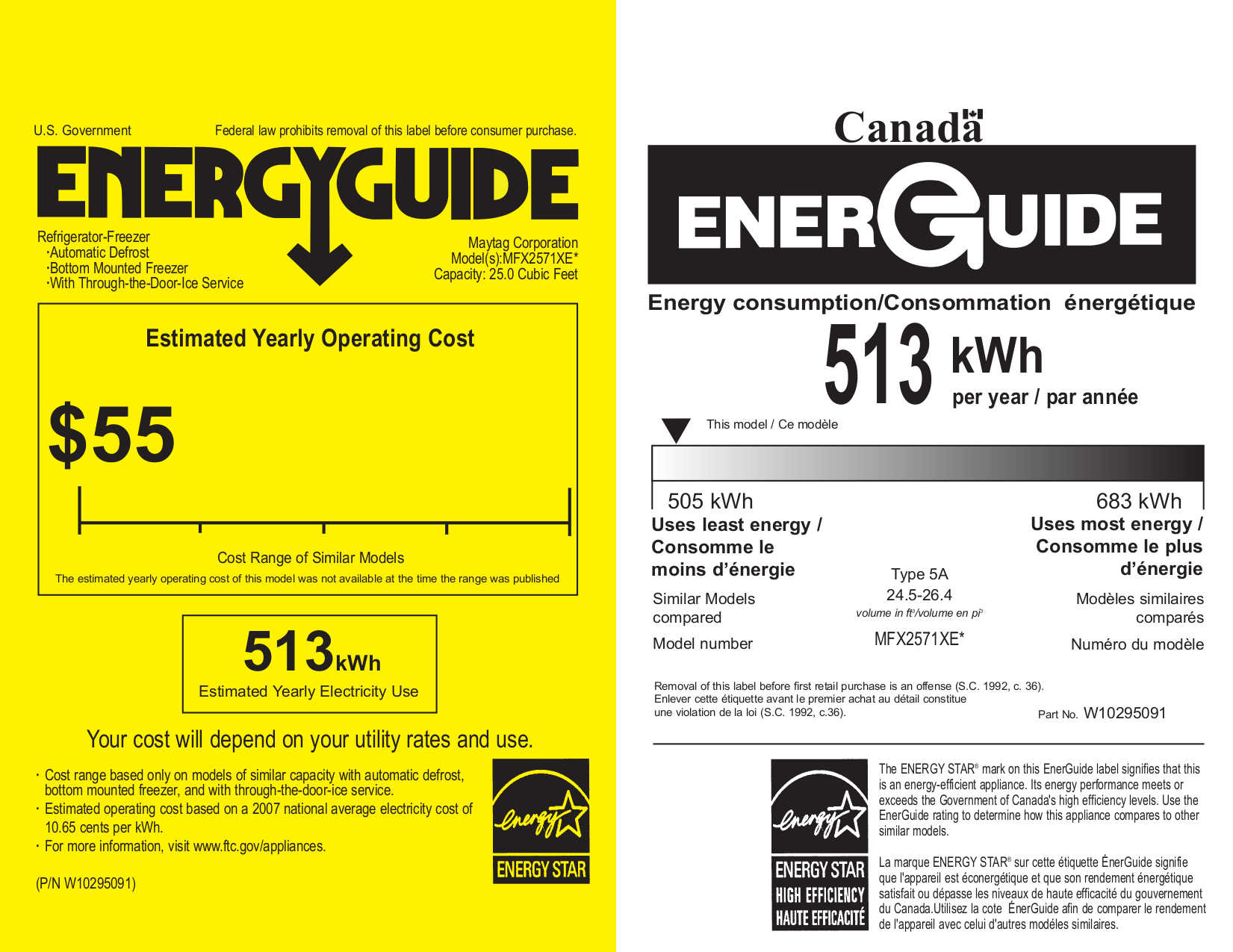 Download free pdf for Maytag MFX2571XEM Refrigerator manual