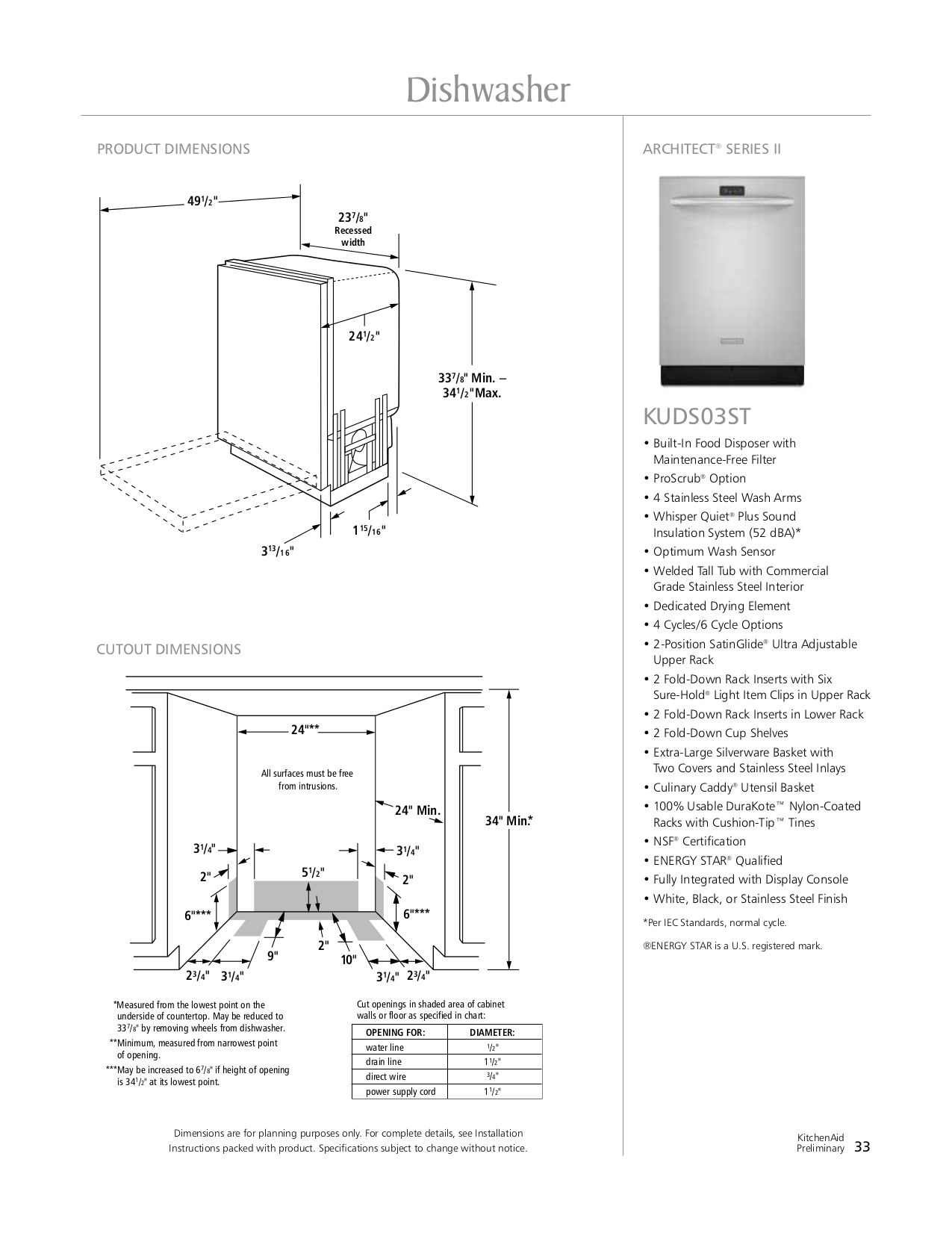 Download free pdf for KitchenAid Architect Series II KUDS03ST