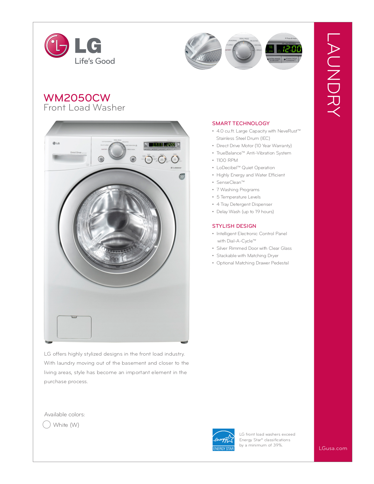 Download free pdf for LG WM2050CW Washer manual