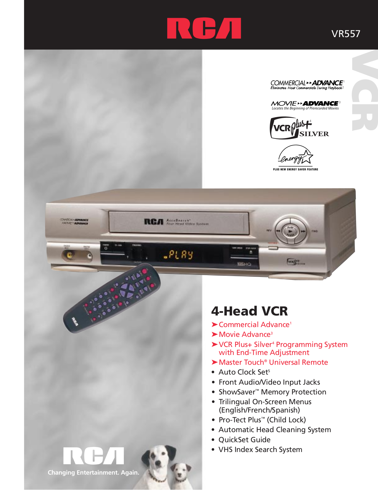 Download free pdf for RCA VR557 VCR manual