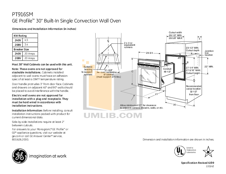 Download free pdf for GE Profile PT916SMSS Oven manual