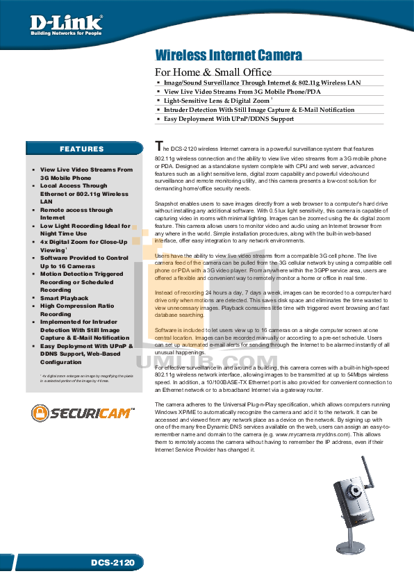 Download free pdf for D-link DCS-2120 Security Camera manual