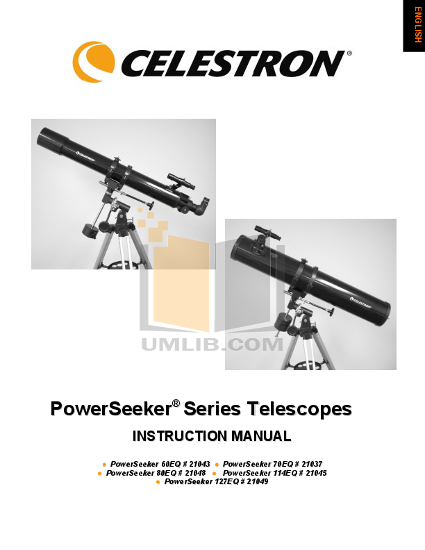 Download free pdf for Celestron PowerSeeker 114EQ Telescope manual