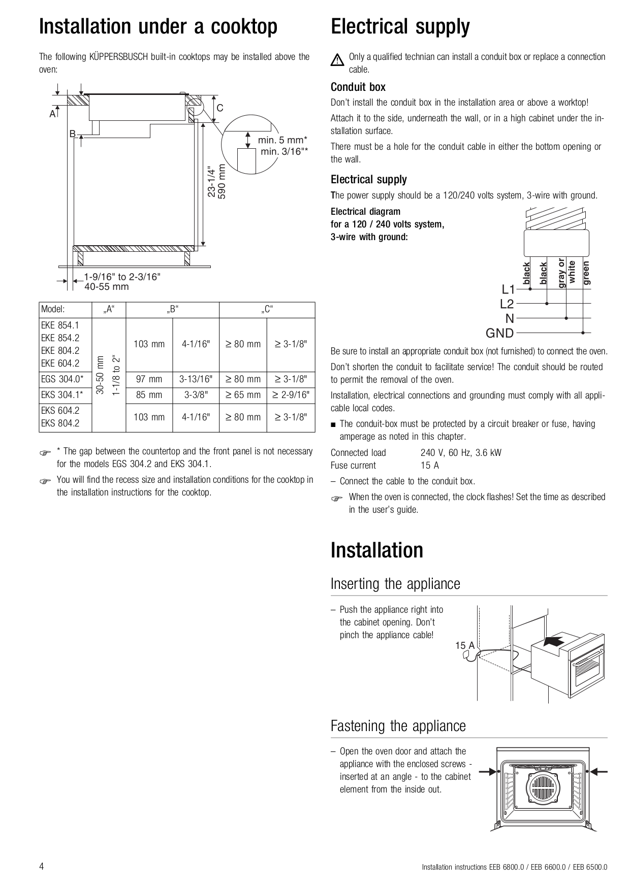 PDF manual for Kuppersbusch Oven EEB 6500.0