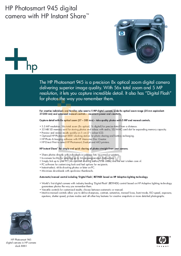 pdf for HP Digital Camera Photosmart 945 manual
