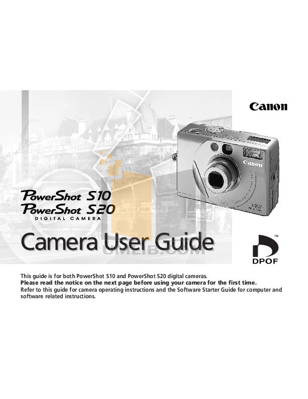 PDF manual for Canon Digital Camera Powershot S20