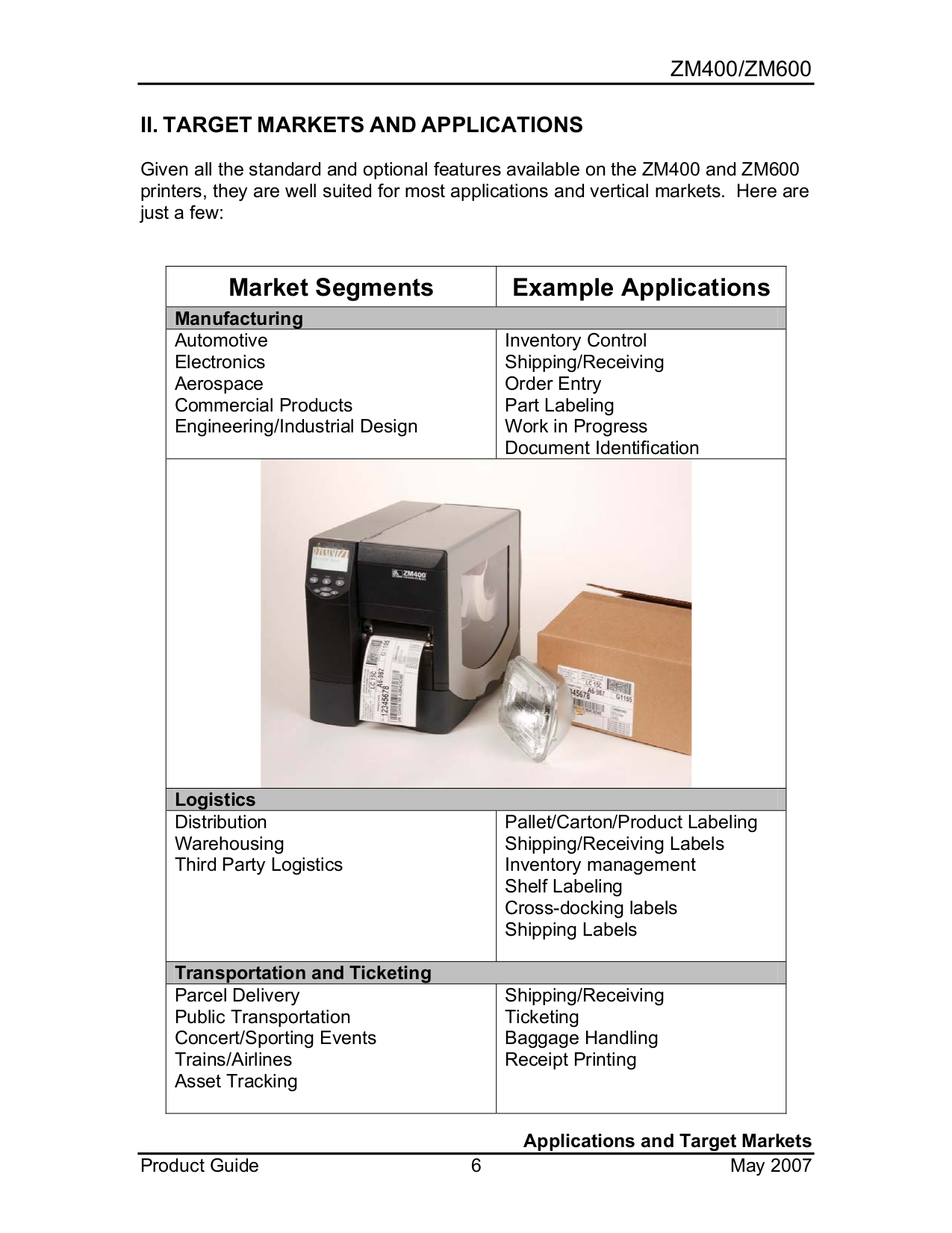 PDF manual for Zebra Printer ZM600