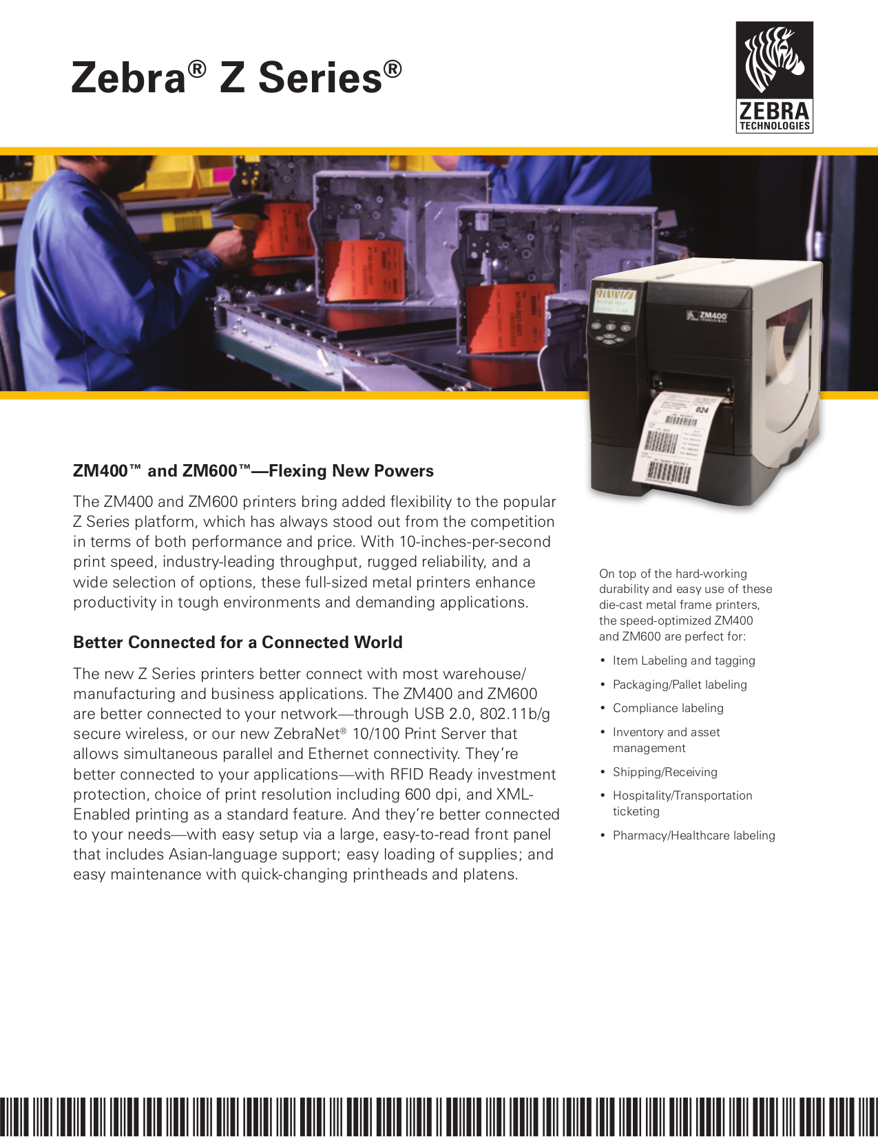 Download free pdf for Zebra ZM600 Printer manual