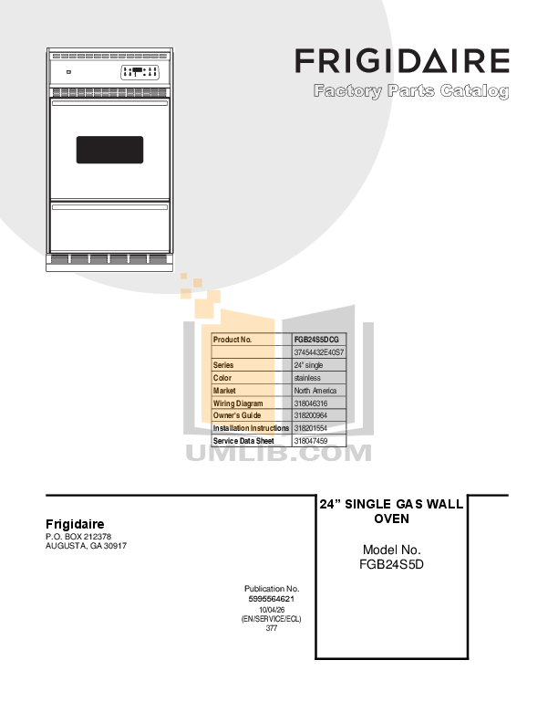 Download free pdf for Frigidaire FGB24S5DC Oven manual