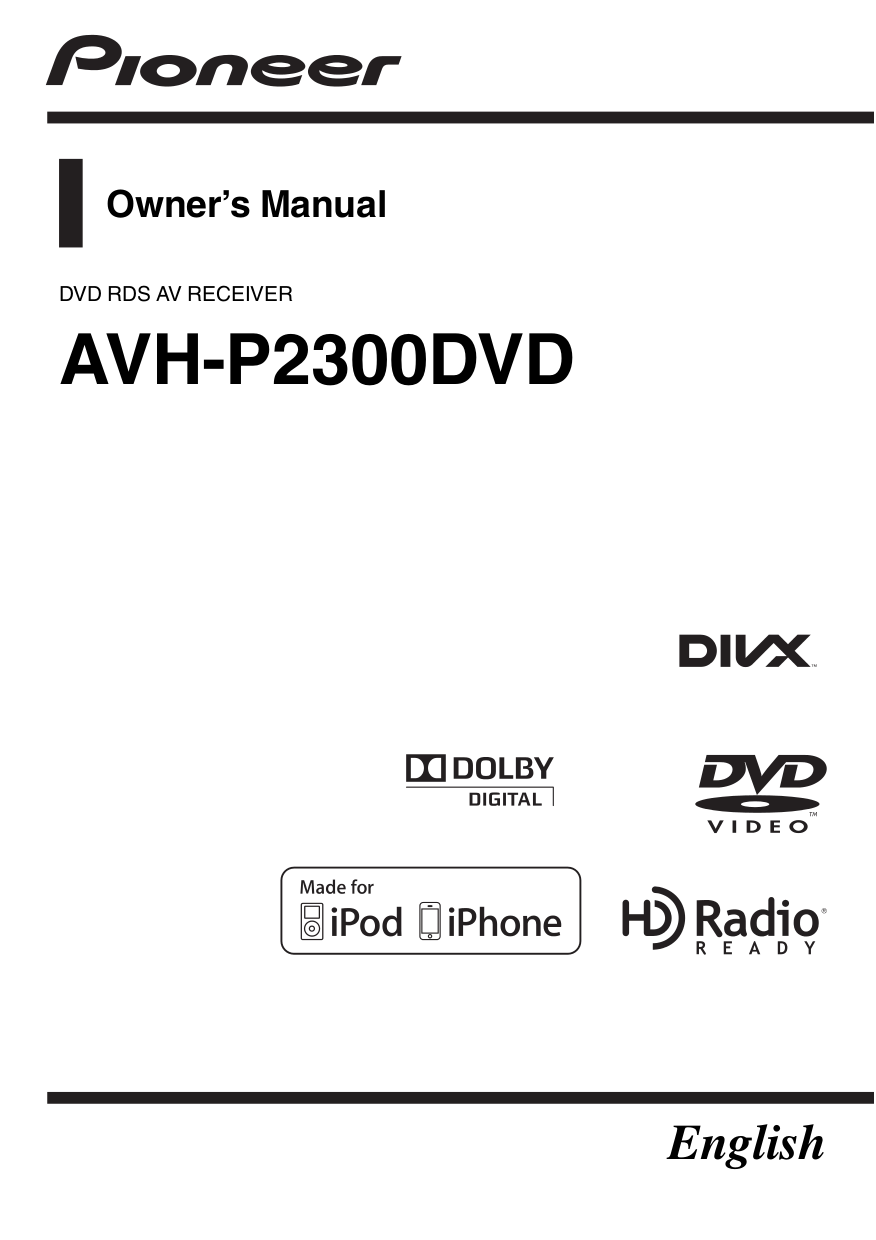 Download free pdf for Pioneer AVH-P2300DVD Car Video manual