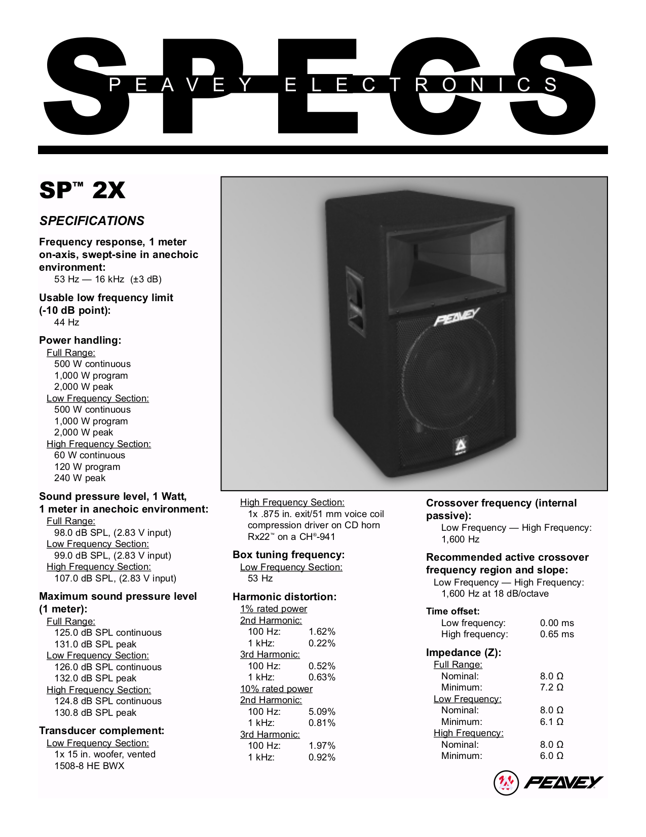 peavey sp2x speakers