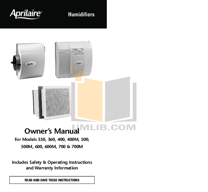Download free pdf for Aprilaire 400 Humidifier manual