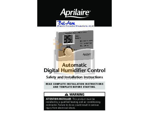 PDF manual for Aprilaire Humidifier 400
