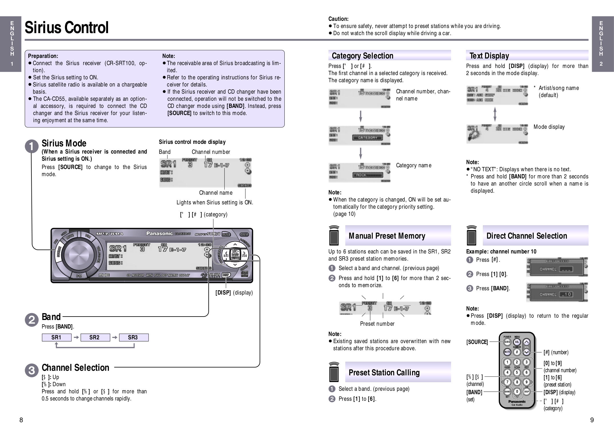 PDF manual for Panasonic Car Receiver CQ-DF903U