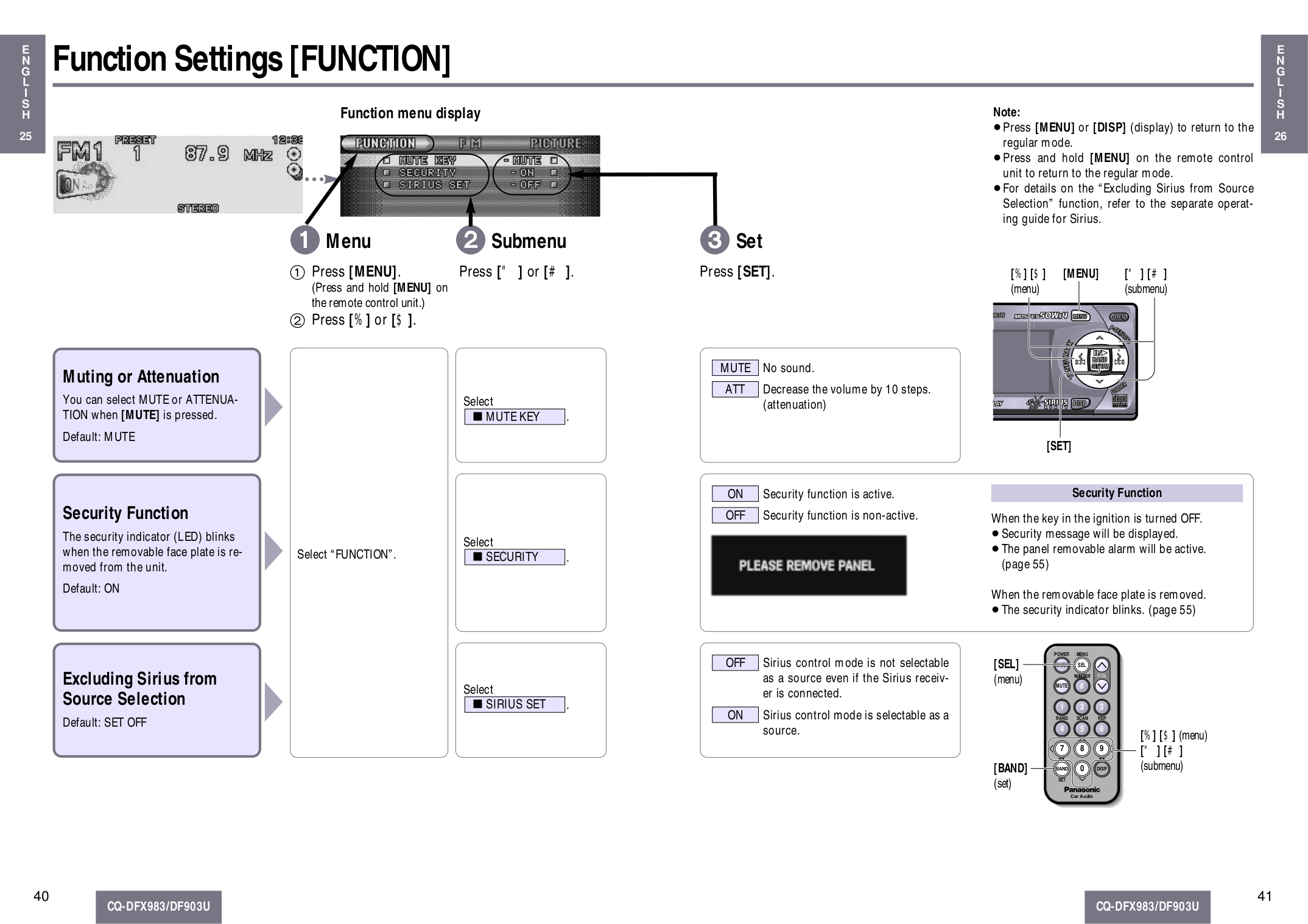 PDF manual for Panasonic Car Receiver CQ-DF903U