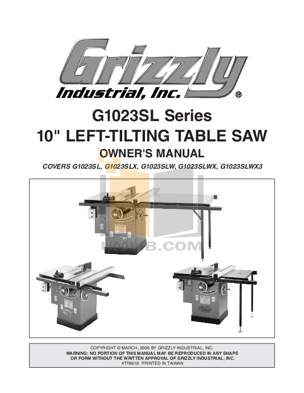 Download free pdf for Grizzly G1023SL Table Saw Other manual