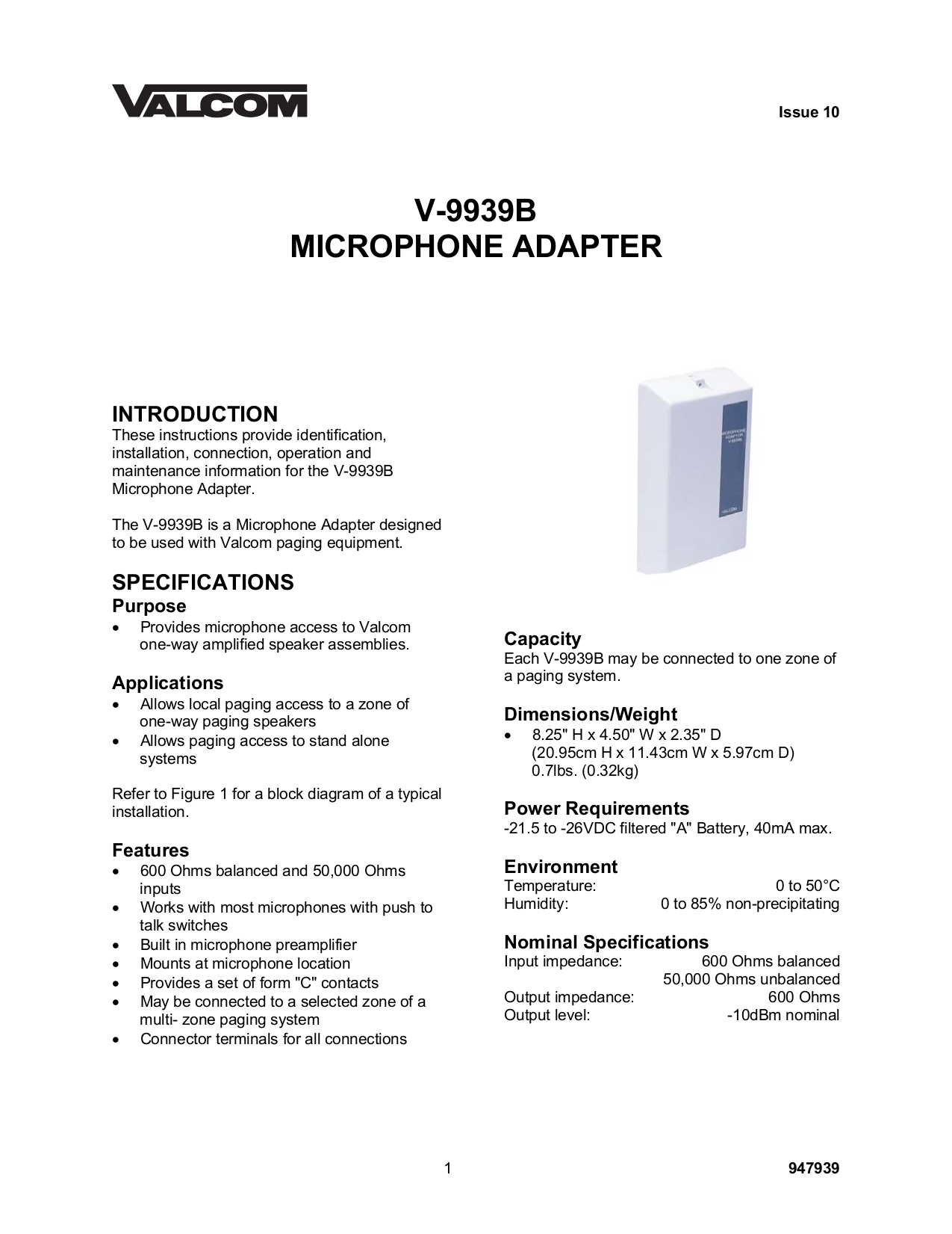 Download free pdf for V2001A Page Control Unit Other manual