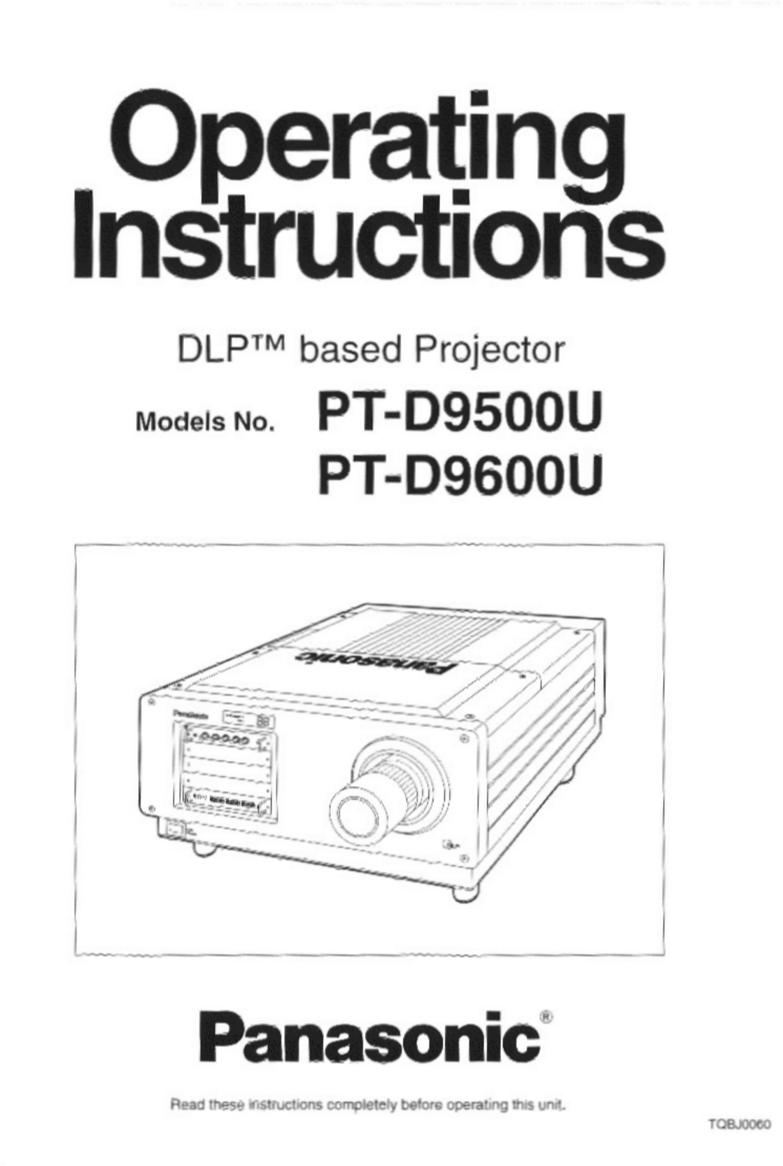 Download free pdf for Panasonic PTD9600U Projector manual