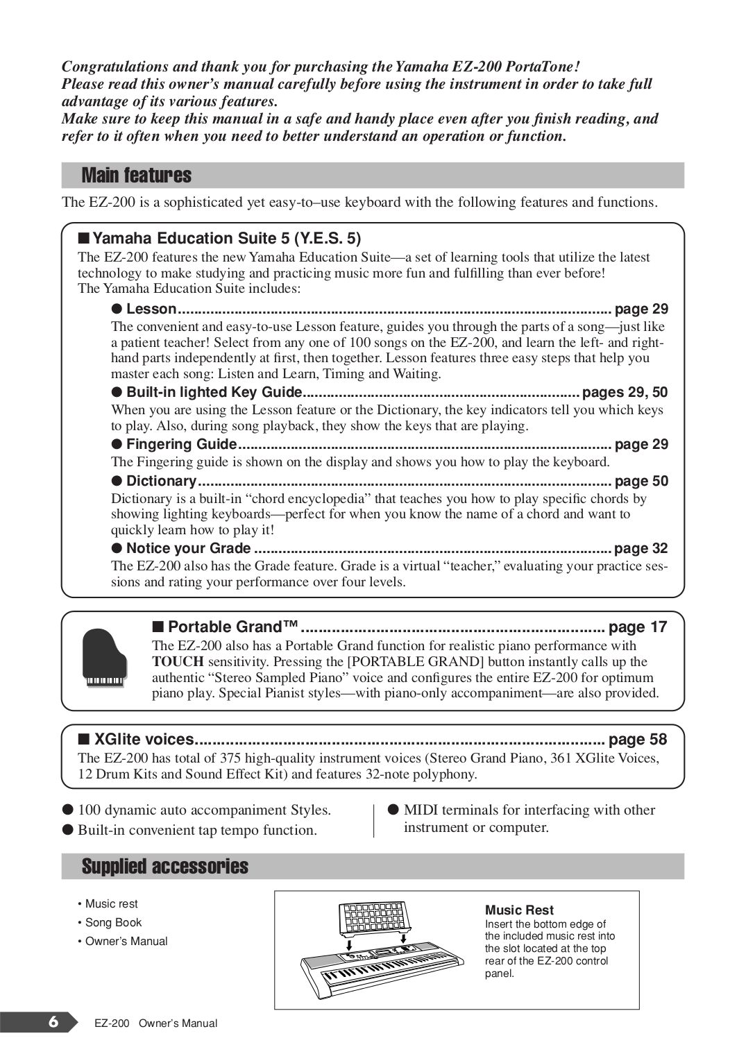 PDF manual for Yamaha Music Keyboard KB-200