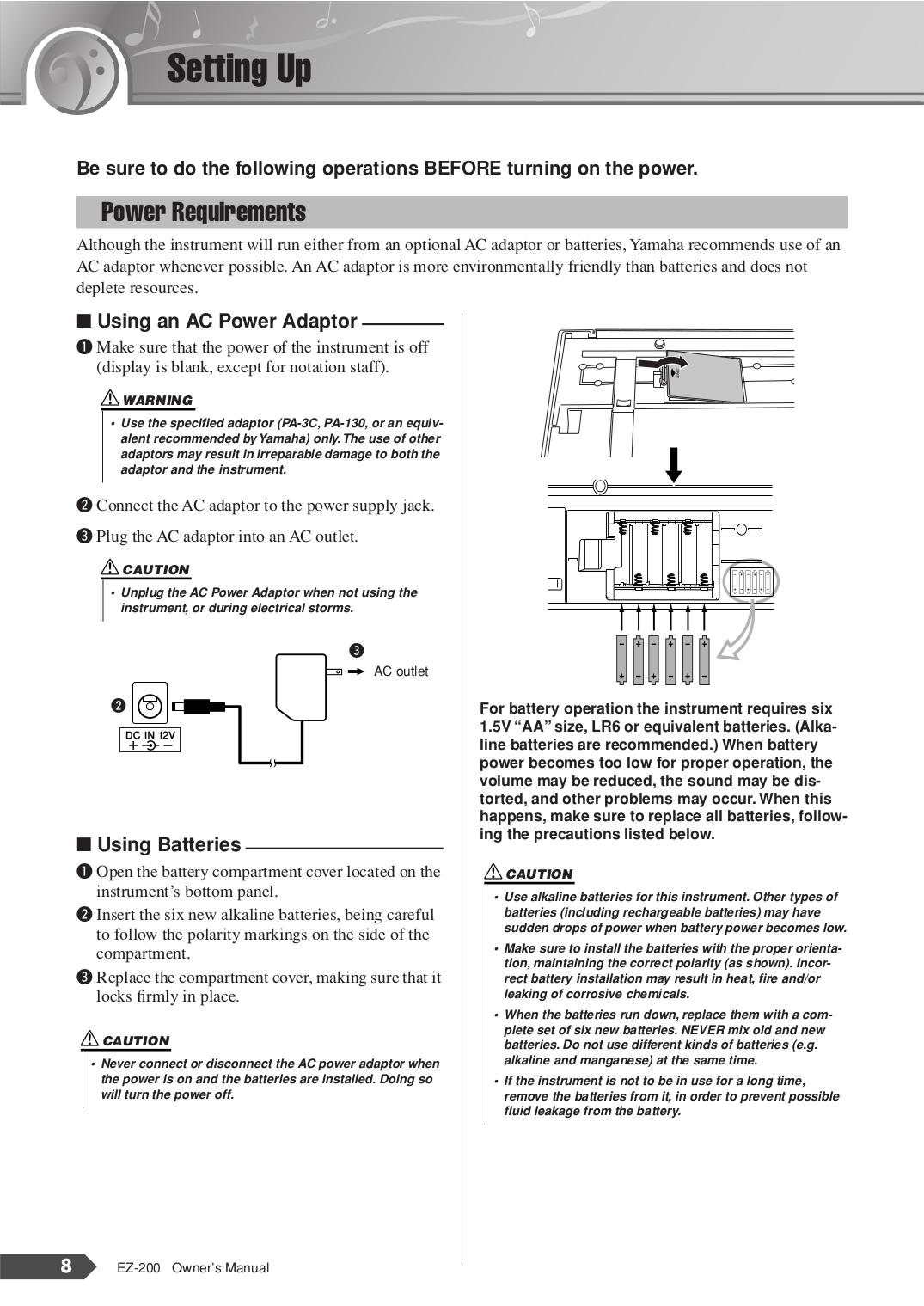 PDF manual for Yamaha Music Keyboard KB-200