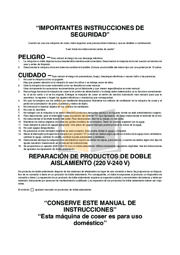 PDF manual for Brother Other VX-810 Sewing Machines