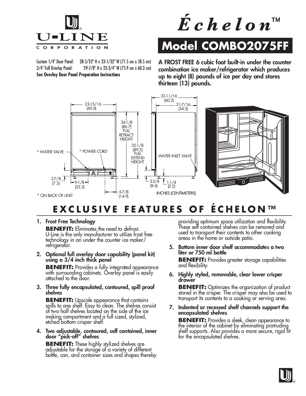 Download free pdf for ULine Echelon CO2075FF Refrigerator manual