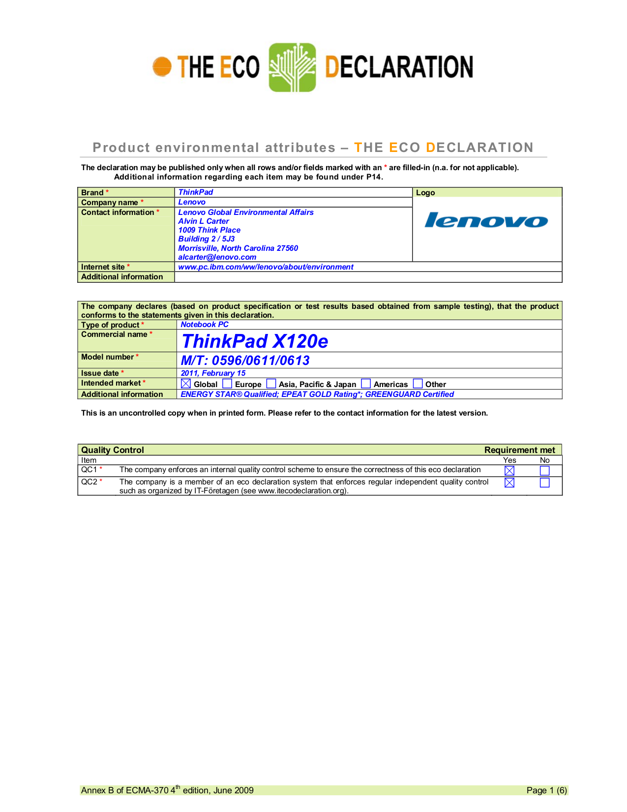 Download free pdf for Lenovo ThinkPad X120e 0611 Laptop manual