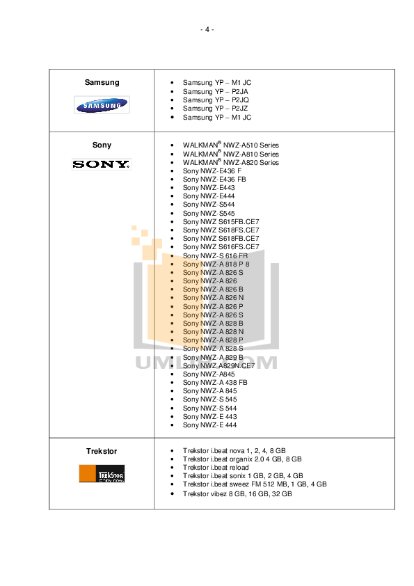 PDF manual for Creative MP3 Player ZEN Zen V 1GB
